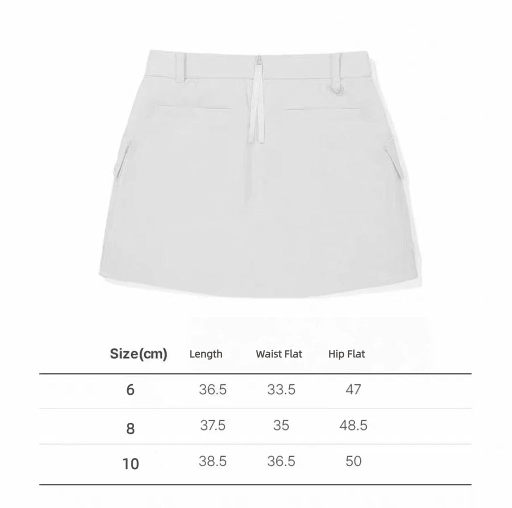Malbon women's solid pleated golf skort with pockets size chart for Khaki