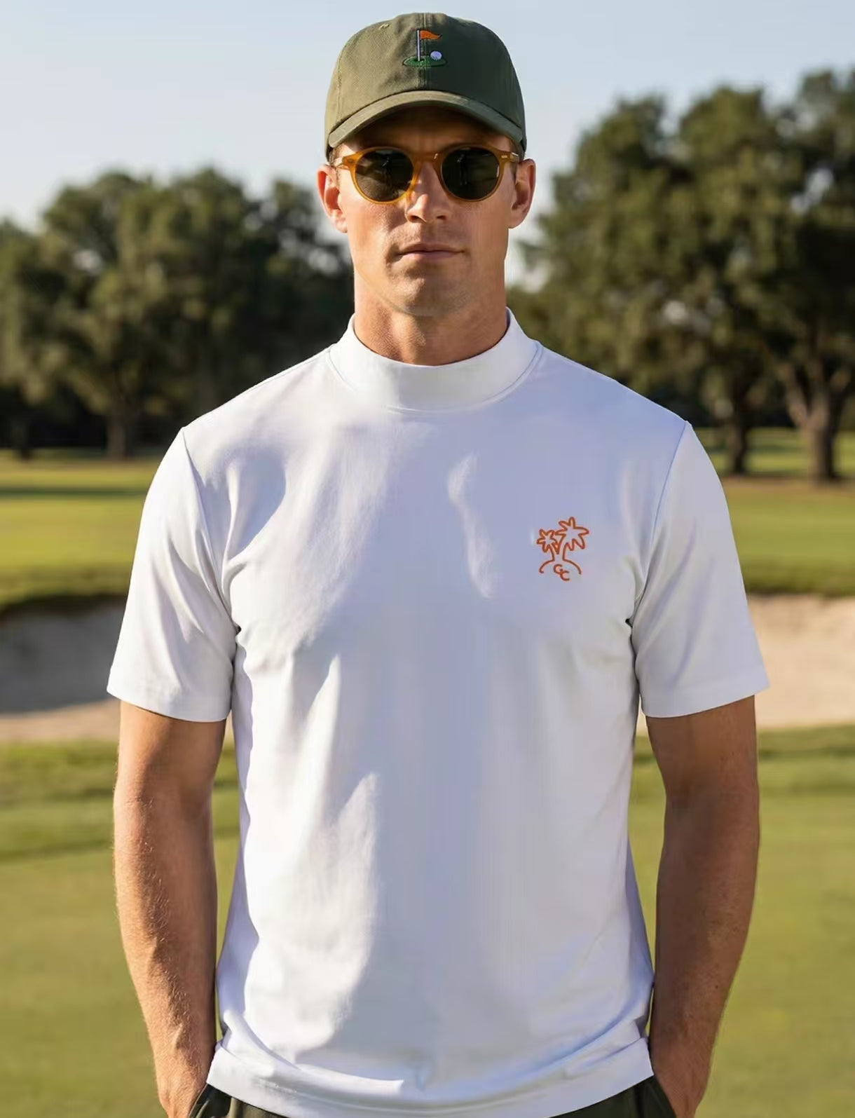 Devereux Golf Men’s Summer Mock Neck Scorecard Print Golf Shirt