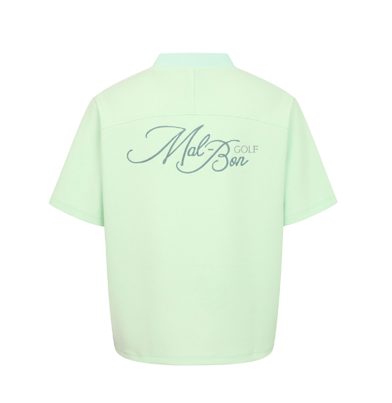 Malbon women's Loose Fit Quarter-Zip Casual Golf Shirt in Mint Green, back view