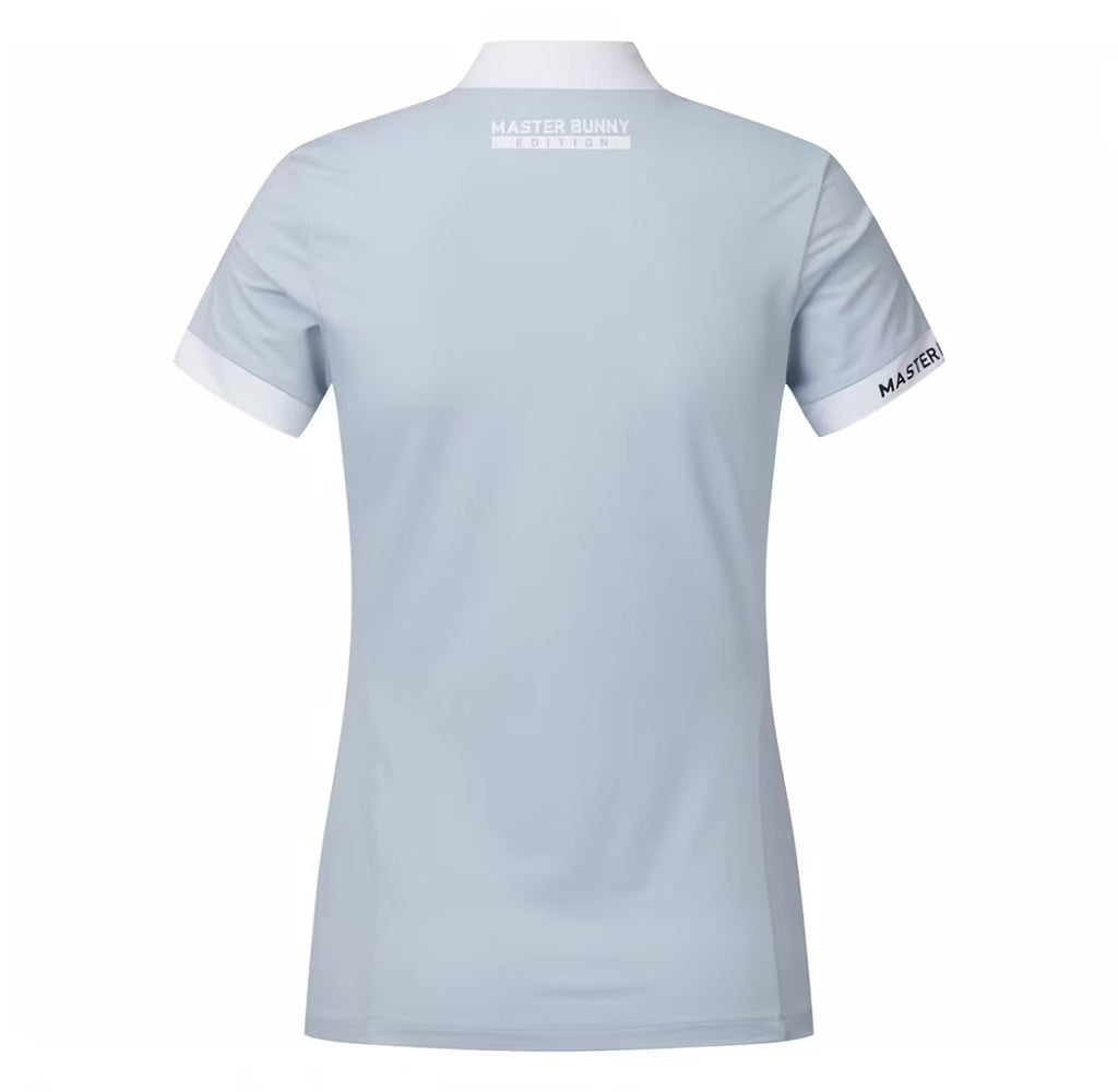 Women’s Summer Slim Stand Collar Golf Shirt in Blue - product view