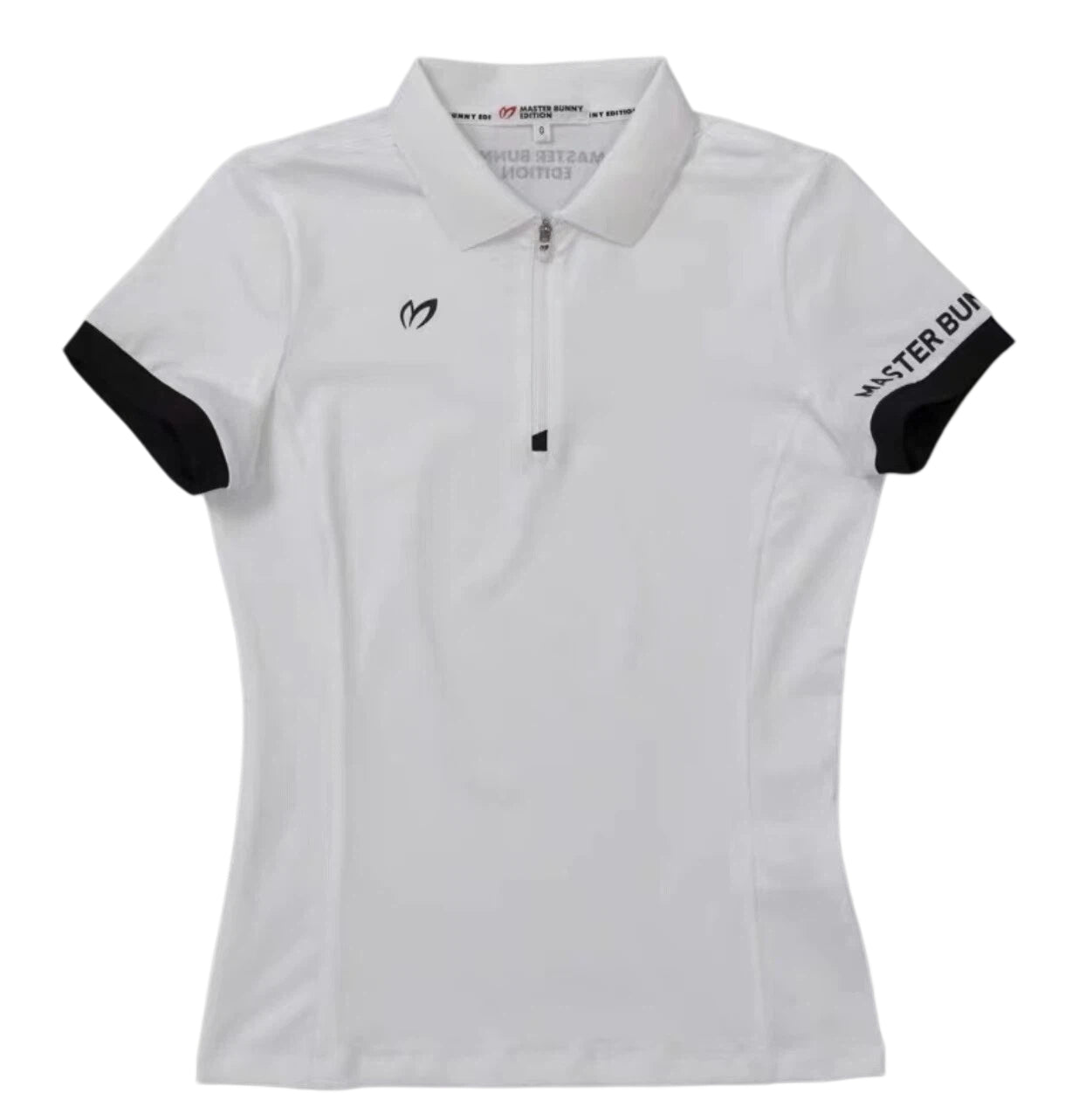 Women’s Summer Quick-Dry Zip Slim Golf Shirt in White - product view