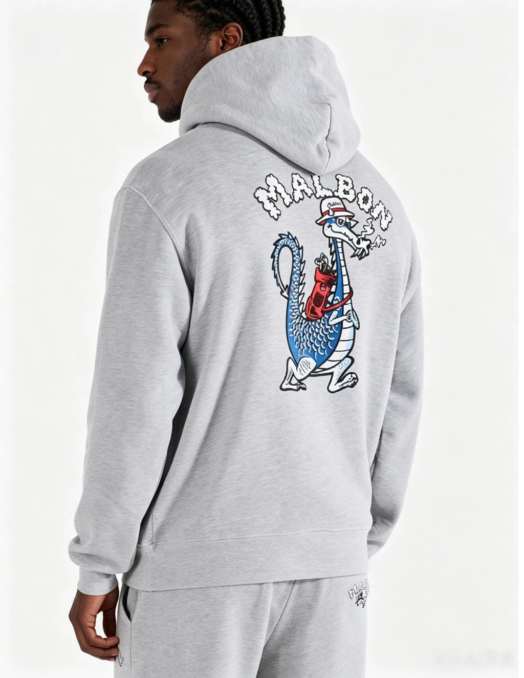 Malbon Golf Unisex Dragon Graphic Heavyweight Streetwear Hoodie