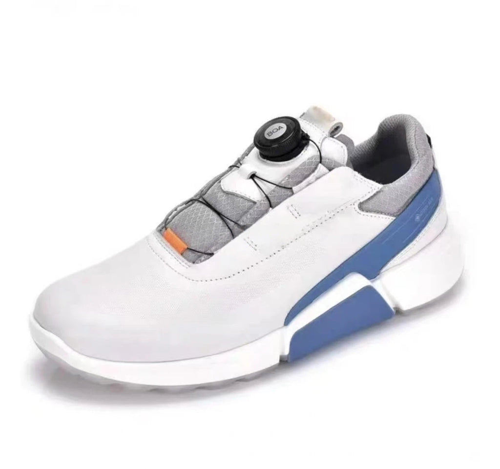men’s blue BOA dial golf shoes in Blue, angled front view