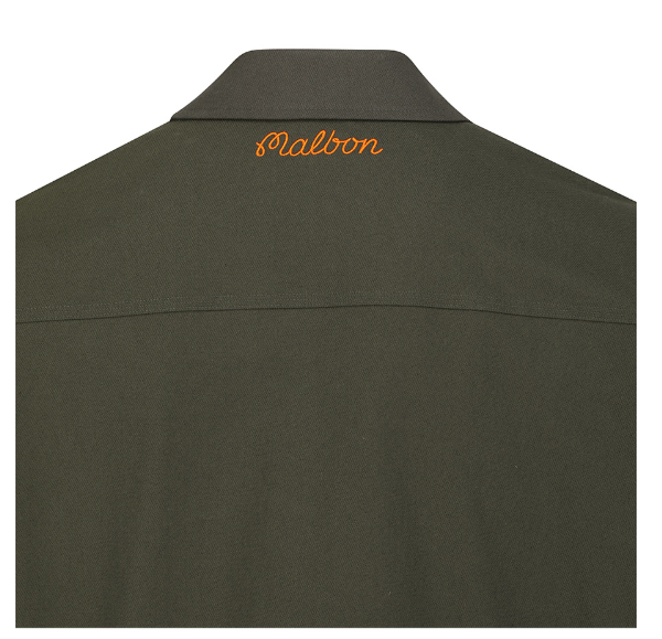 Malbon men Army green full-zip polo golf jacket fit detail