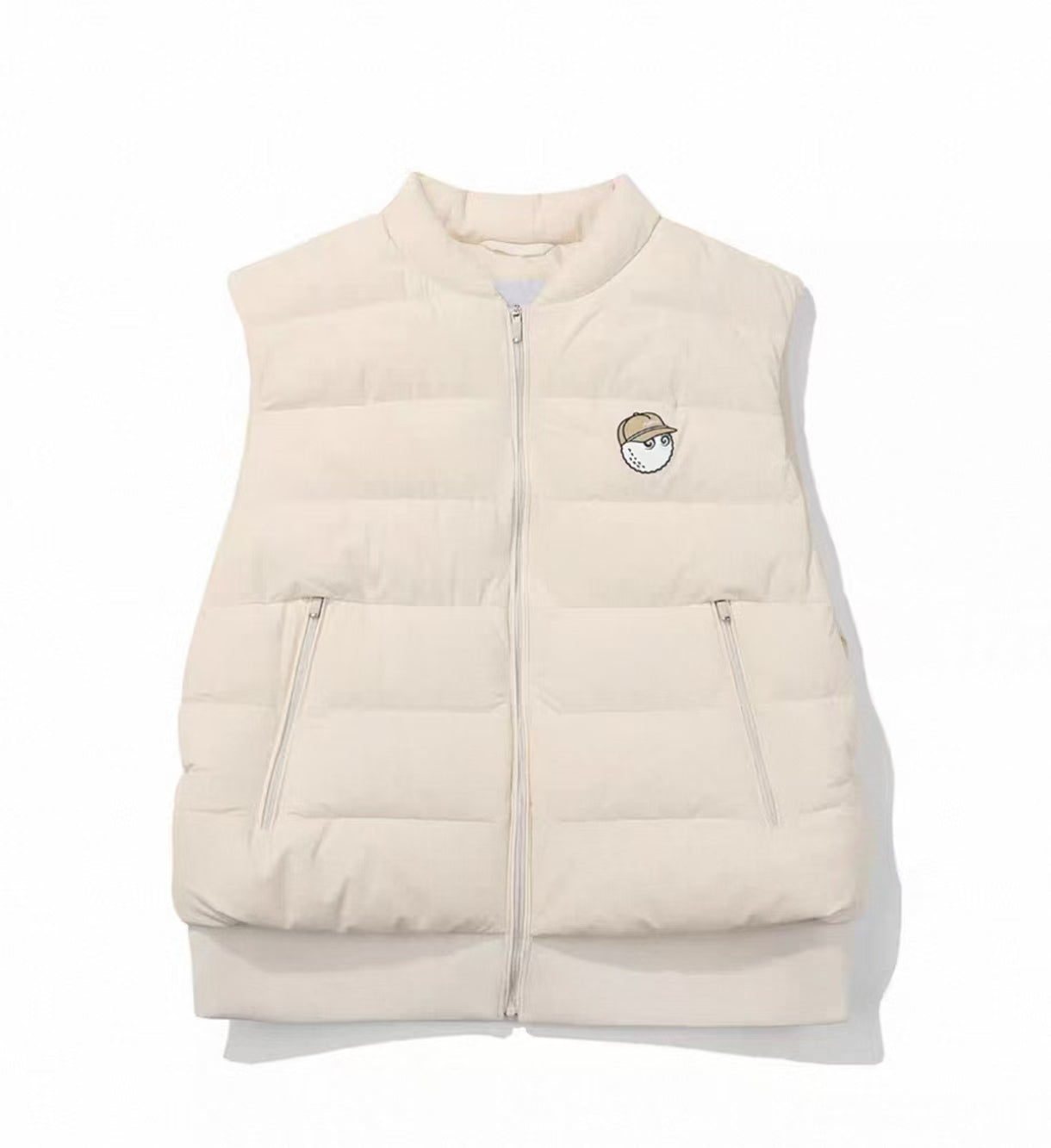 Malbon Golf Women’s Premium Duck Down Insulated Vest beige front view