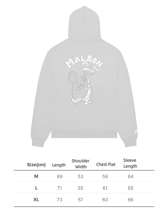 Malbon Golf Unisex Dragon Graphic Heavyweight Streetwear Hoodie