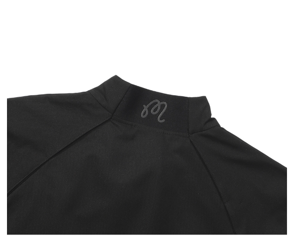 Malbon men's black stand collar windproof golf jacket shoulder logo detail