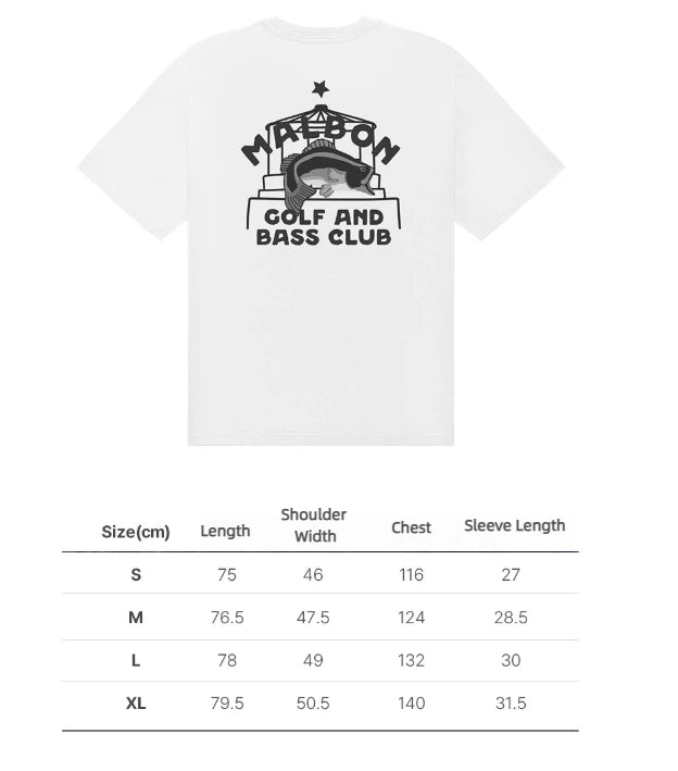 Malbon unisex Vista Bass Club Graphic Golf T-Shirt, logo and fabric detail