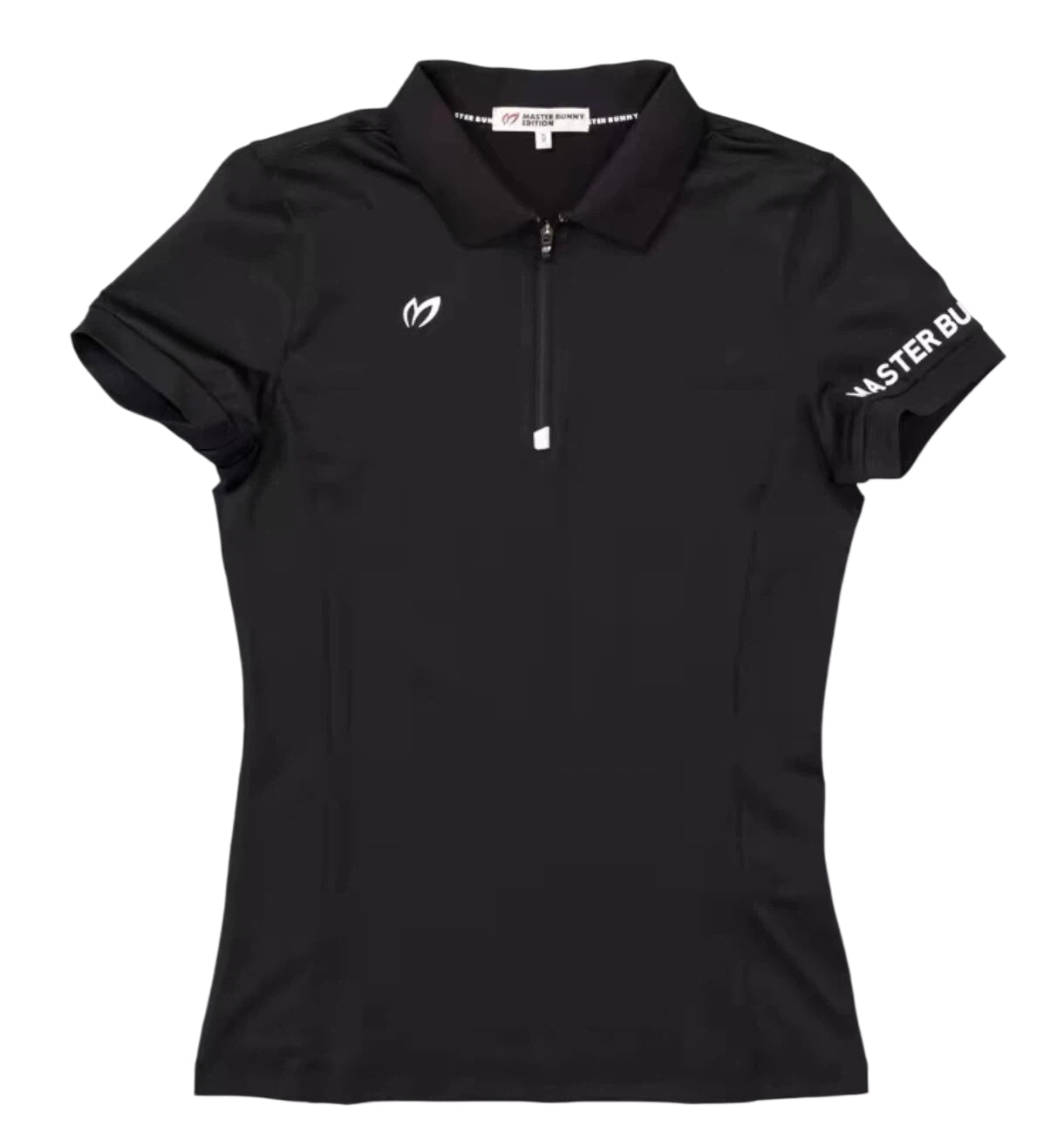 Women’s Summer Quick-Dry Zip Slim Golf Shirt in Black - product view