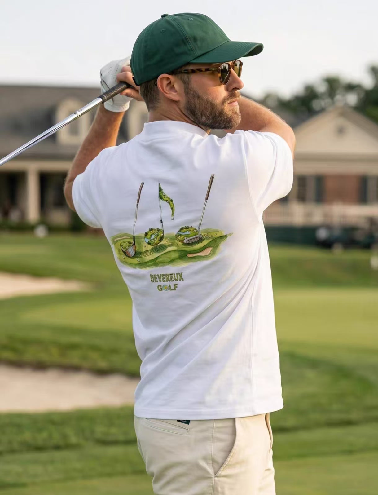 Devereux Golf Men’s White Breathable Mock Neck Printed Golf Shirt