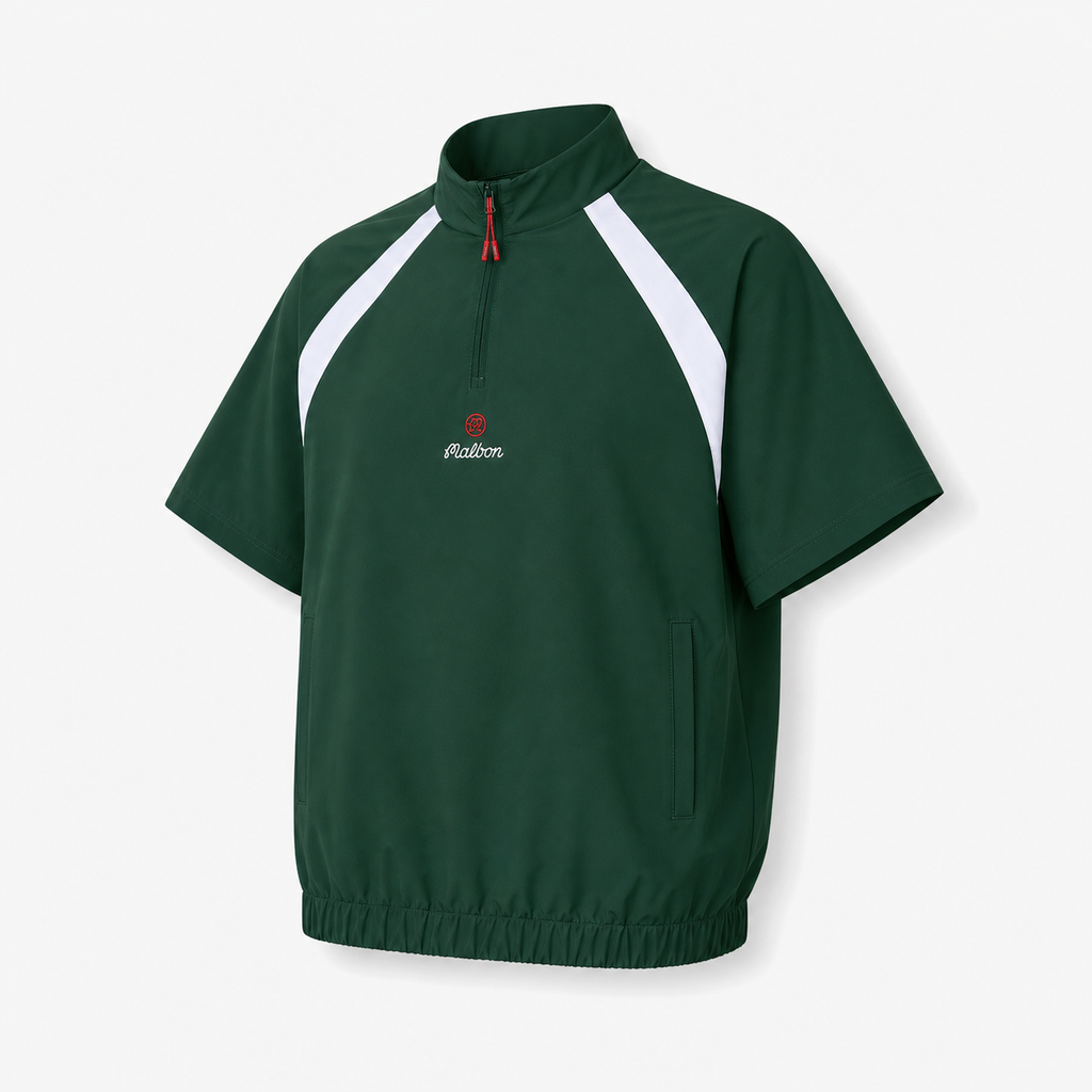 Malbon CLOT Windshirt Green golf windshirt front view