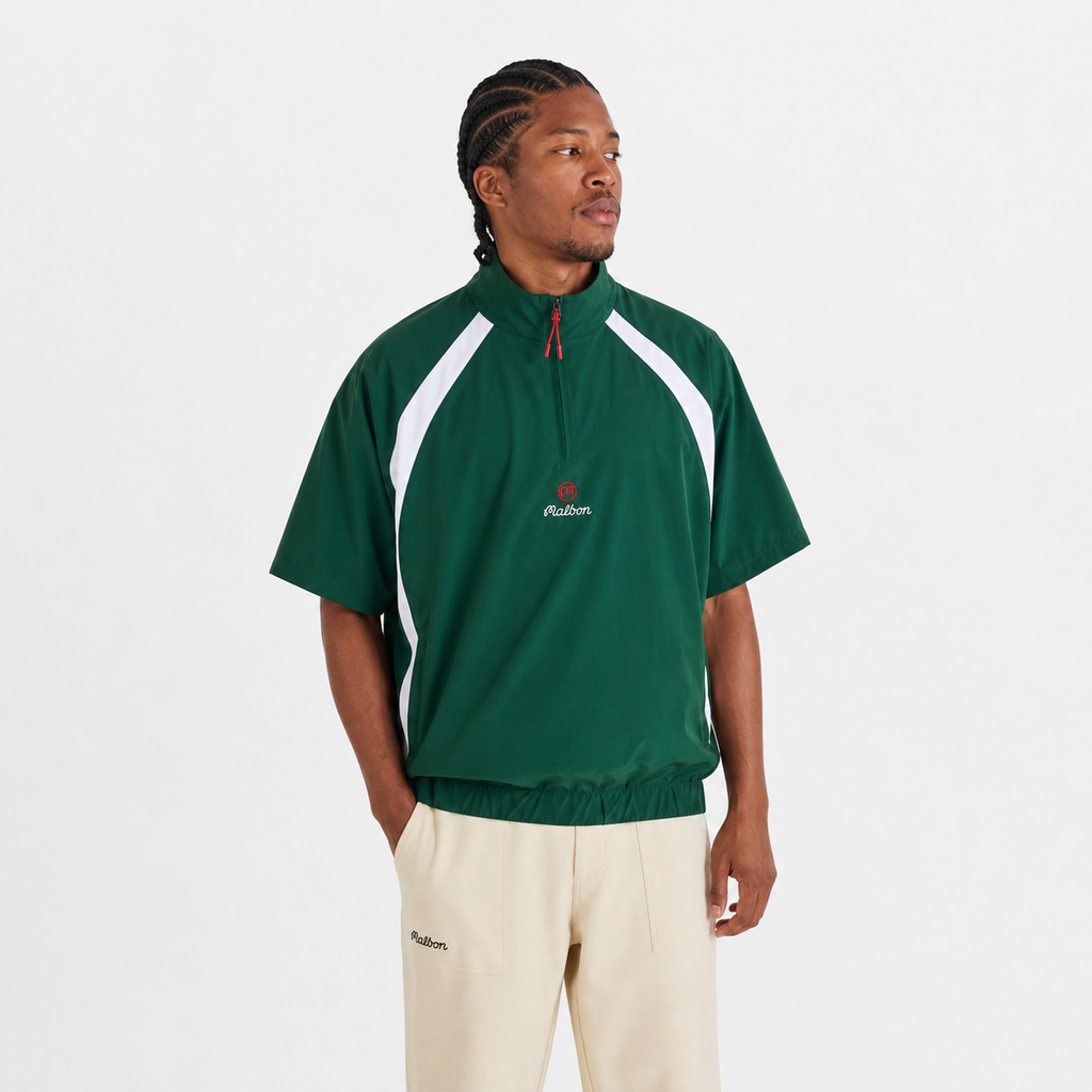 Malbon CLOT Windshirt Green golf windshirt detail view