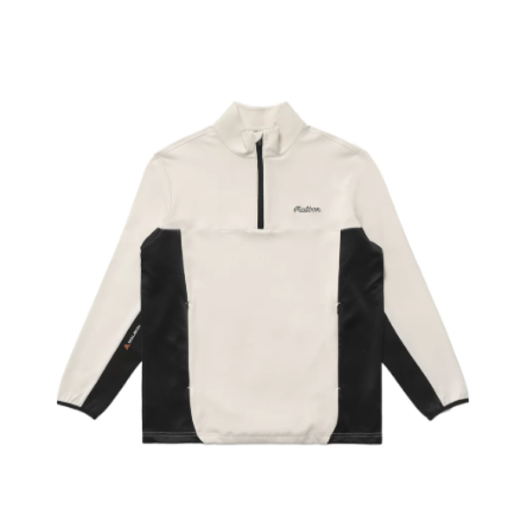 Malbon Contrast Quarter Zip Pullover White quarter zip golf pullover front view