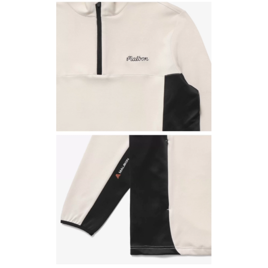 Malbon Contrast Quarter Zip Pullover White quarter zip golf pullover detail view