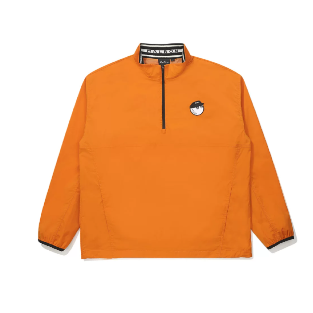Malbon Lightweight Stretch Windproof Pullover Orange windproof golf pullover front view
