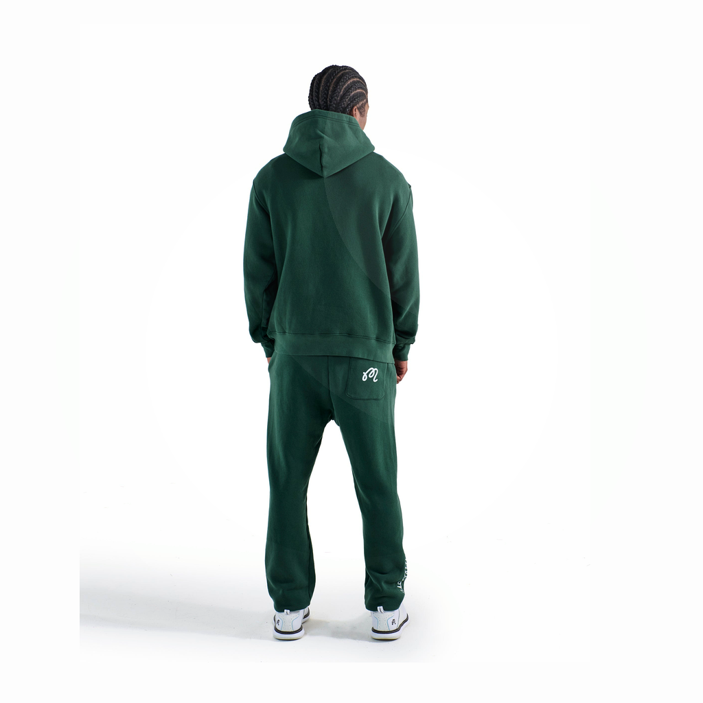 Malbon Fesque Hoodie Forest golf apparel worn back view