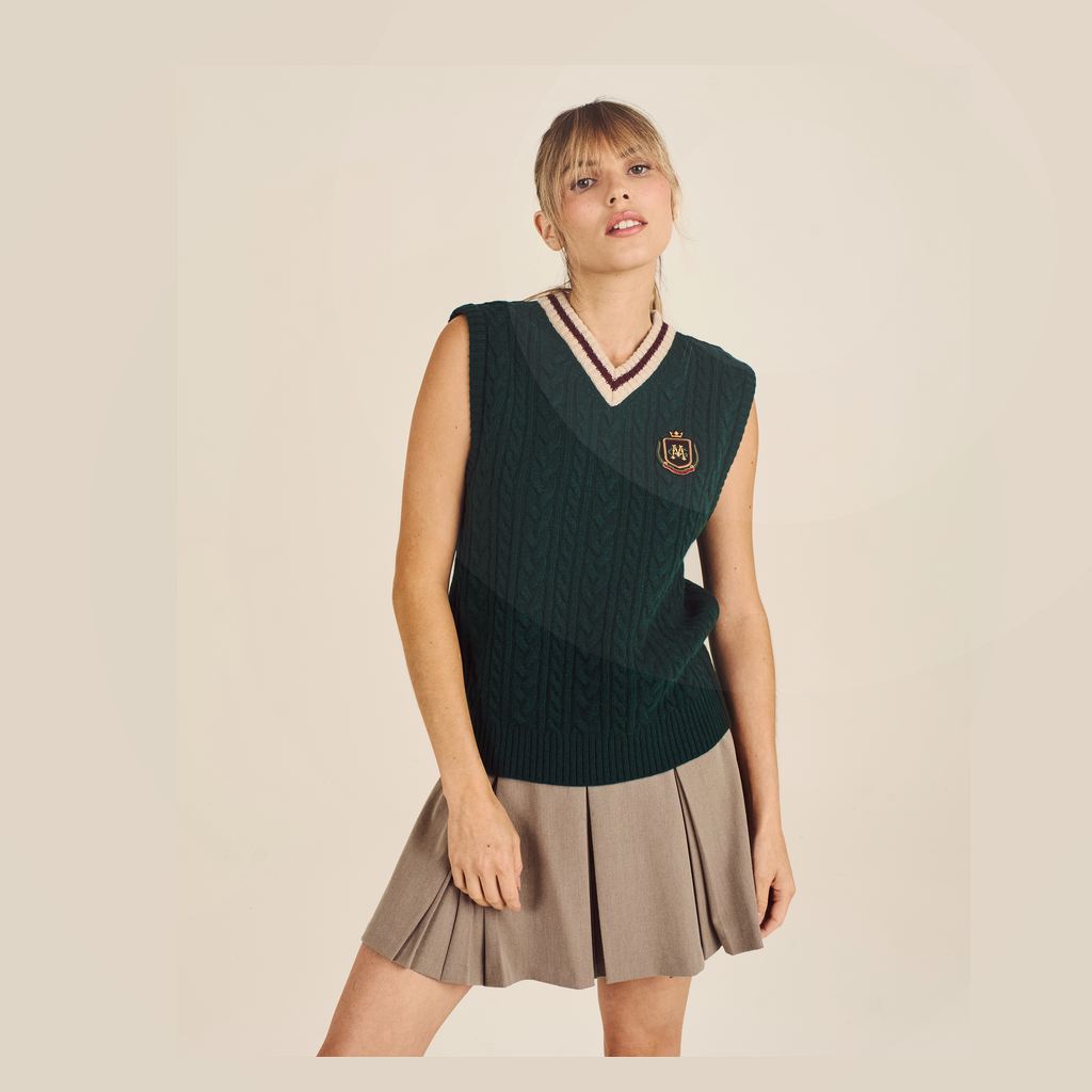 Malbon Preserve Sweater Vest Green golf apparel worn front view