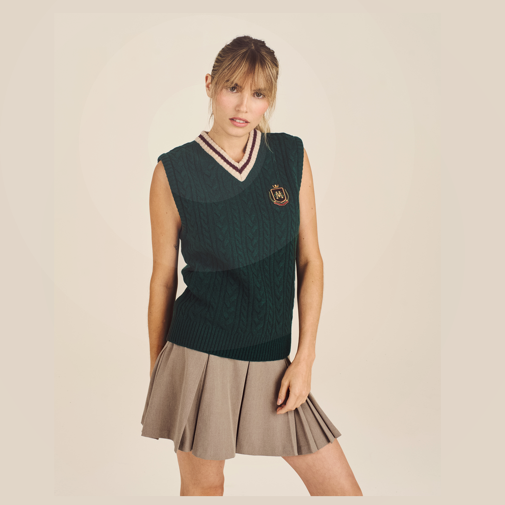 Malbon Preserve Sweater Vest Green golf apparel worn alternate front view