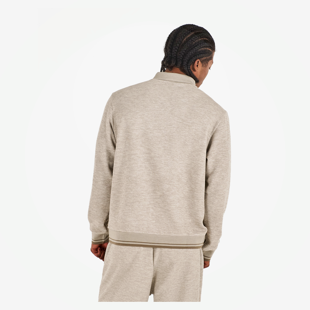 Malbon Studio Seoul Polo Sweatshirt Beige golf apparel worn back view