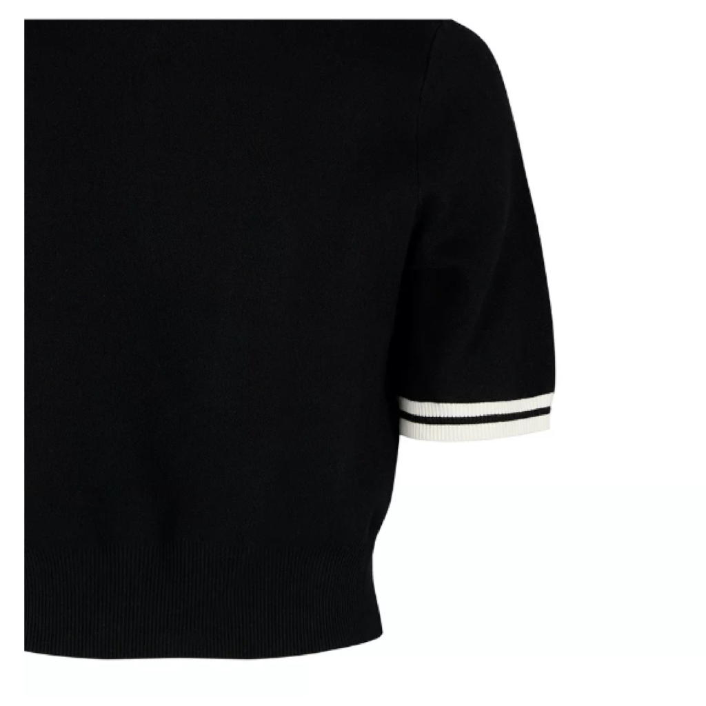 Malbon Mikaylaknit Polo Black knit golf polo detail view