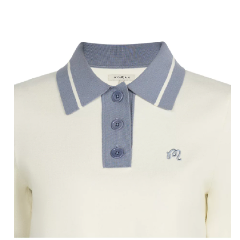 Malbon Mikaylaknit Polo White knit golf polo detail view