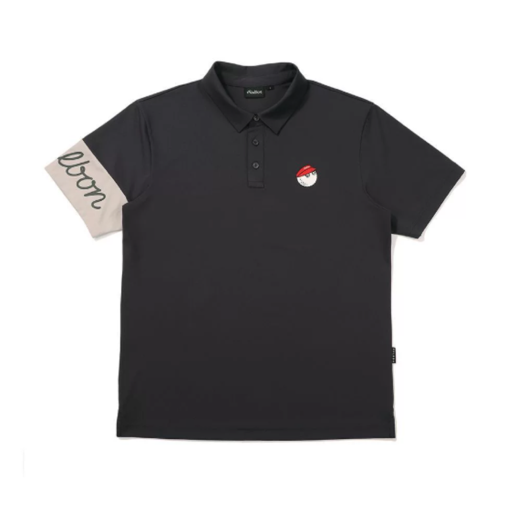 Malbon Short Sleeve Golf Polo Black men's golf polo front view