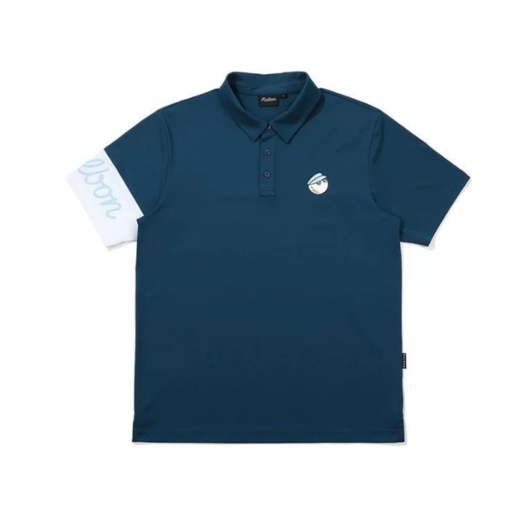 Malbon Short Sleeve Golf Polo Dark Blue men's golf polo front view