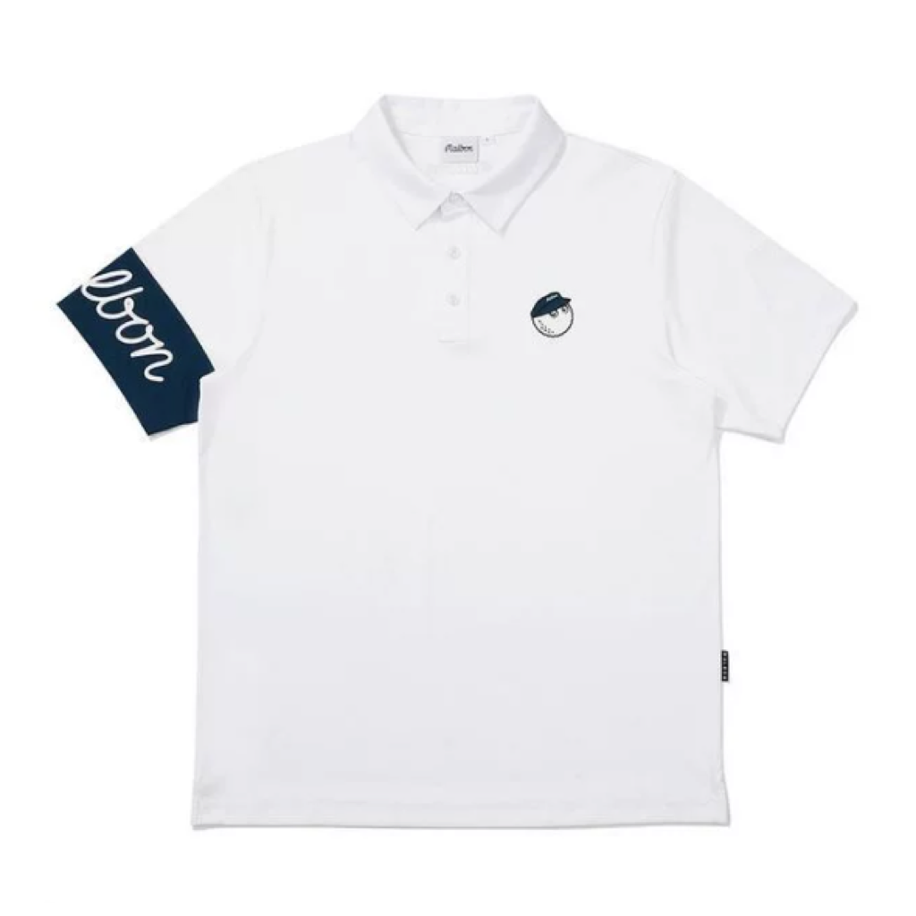 Malbon Short Sleeve Golf Polo White men's golf polo front view