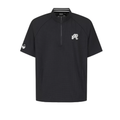 Malbon Studio Seoul Seersucker-Knit Hybrid Windshirt Black hybrid golf windshirt front view