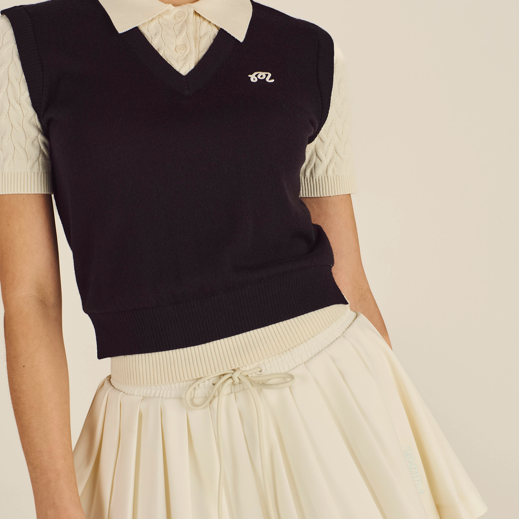 Malbon Veronica Polo BLACK ONYX / CREAM women's golf polo back view